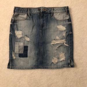 Patch jean skirt